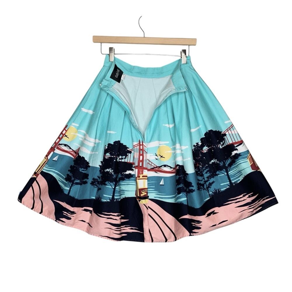 San Francisco Swing Skirt S 6 Golden Gate Bridge Novelty 50s Retro Collectif - Picture 4 of 11